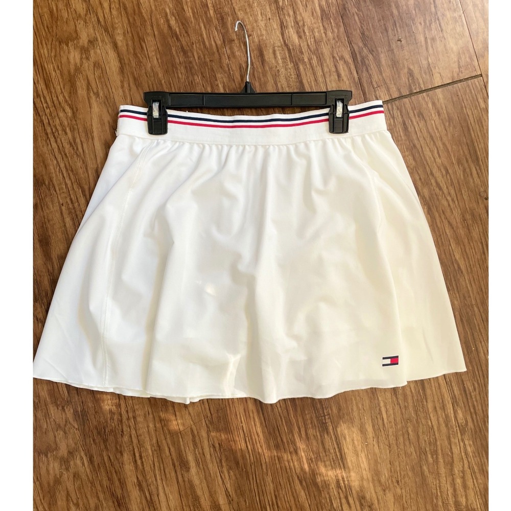 Tommy Hilfiger Sport Tennis Skort Womens Large White Striped Waist Activewear